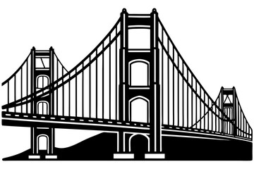 Golden gate bridge silhouette. bridge vector silhouette illustration
