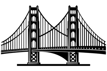 Golden gate bridge silhouette. bridge vector silhouette illustration