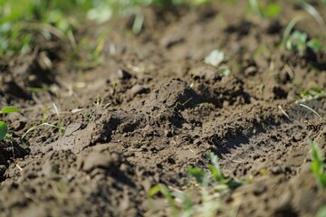 Close-Up of Soil after Rotary Tillage Showing Fine Texture and Even Organic Matter Distribution