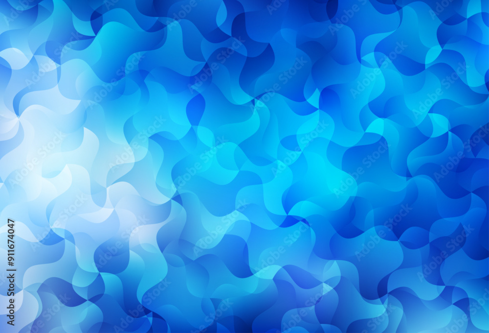 Poster light blue vector pattern with bent lines.