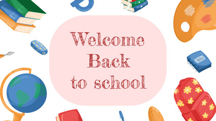 Childrens cute school poster. Back to school. Usable for your flyer, template, post, bussiness.