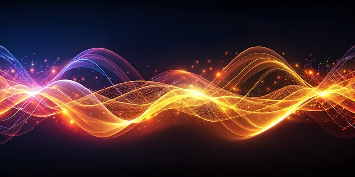 Abstract Glowing Waves with Sparkles, digital art, abstract background, glowing waves, dynamic energy, wave, abstract