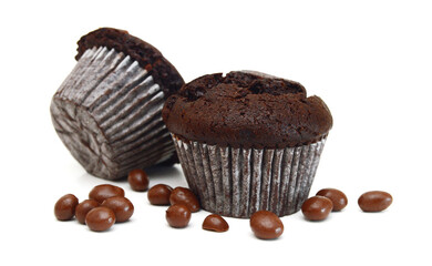 Tasty muffin cake, isolated on white