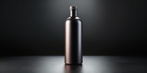 Black Bottle Mockup on a Dark Background, Mockup, Bottle, Minimalist , Design