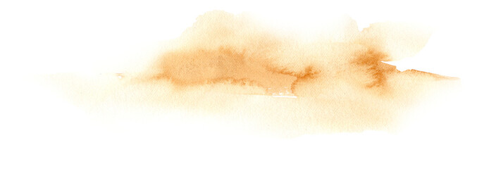 Abstract orange watercolor water splash on transparent background. Watercolor texture in orange...