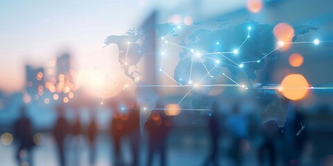 digital map of the world with blue accents, showcasing global network connections and connectivity