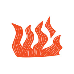 Hand drawn fire flames, isolated on white background. Vector illustration.