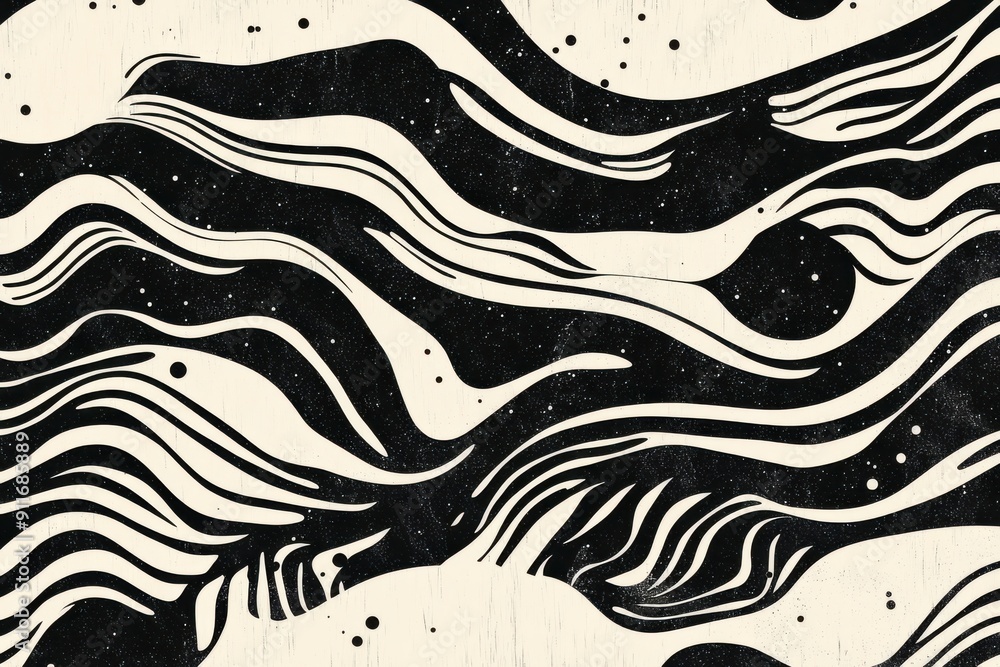 Poster zebra-inspired scene backdrops and textures showcasing abstract art styles with random black and whi