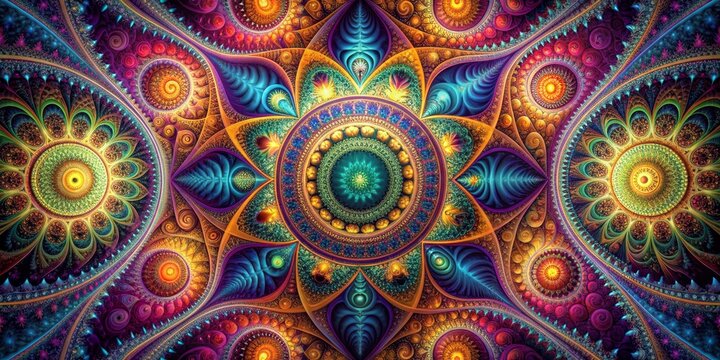 Fractal Mandala of Colors and Patterns, fractal , pattern , mandala , psychedelic
