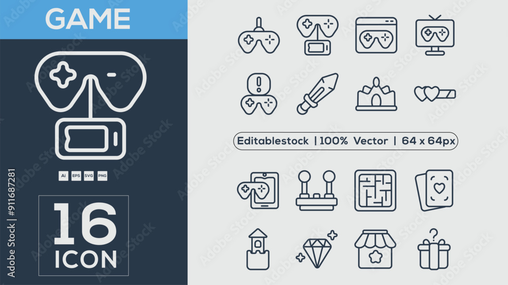 Wall mural game icon collection vector illustrator