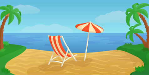 Cartoon scene with exotic sand beach landscape