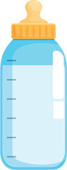 Blue baby bottle full of milk, perfect for illustrating concepts related to baby feeding and nutrition