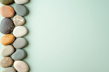 Fototapeta premium Stones Border Green Background.