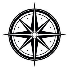 Black compass rose silhouette isolated icon. Vector illustration