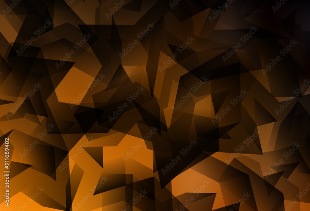 Poster dark orange vector gradient triangles texture.