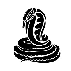 Black and white tattoo art with cobra silhouette