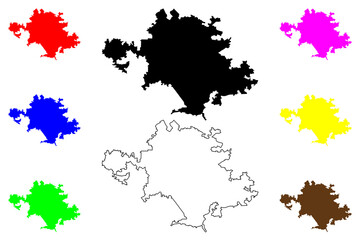 Obraz premium Sassari City (Italian Republic, Italy, Sardinia) map vector illustration, scribble sketch City of Sassari map