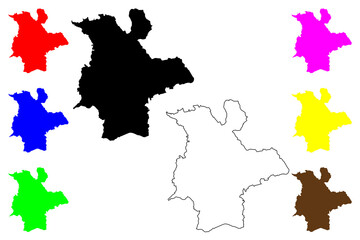 Siegen City (Federal Republic of Germany, North Rhine-Westphalia) map vector illustration, scribble sketch City of Siegen map