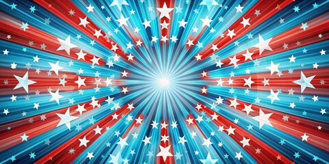 Fototapeta premium Red, White, and Blue Starburst, American Flag, Patriotic, Stars, Celebration