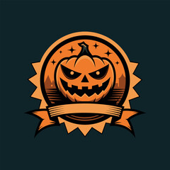 Vintage Halloween logo design template. Hipster design. Print for T-shirt. Vector illustration