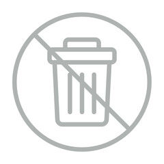 No Littering Vector Line Grey Icon Design