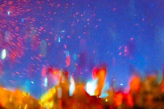 Fototapeta Mysterious abstraction of colored bokeh in the style of impressionism