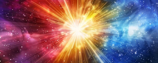 Radiant starburst with colorful rays, 4K hyperrealistic photo