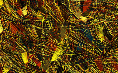 Light Blue, Yellow vector backdrop with memphis shapes.