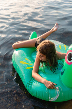girl on an inflatable raft
