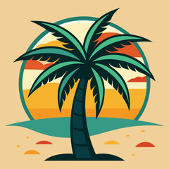 A palm tree design near the sea beach vector illustration 