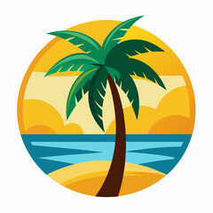 A palm tree design near the sea beach vector illustration 