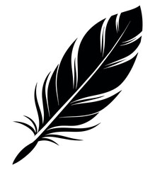 Obraz premium Black feather silhouette icon isolated icon. Vector illustration