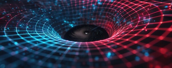 Simulation of spacetime curvature near a black hole, spacetime fabric, theory of relativity