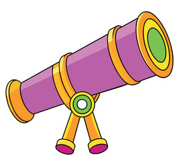 Colorful cartoon telescope isolated icon. Vector illustration