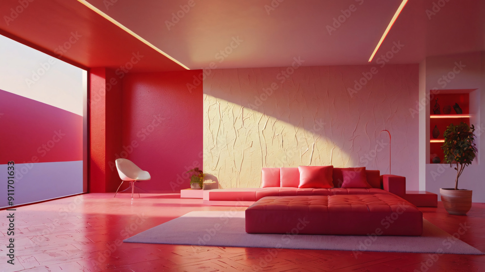 Aufkleber red background with abstract light from the window for product presentation
