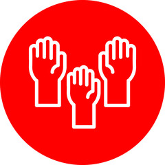 Voting Hand Vector Line White Circle Red