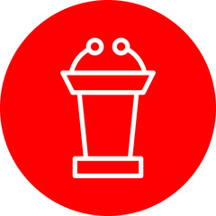Debate Podium Vector Line White Circle Red
