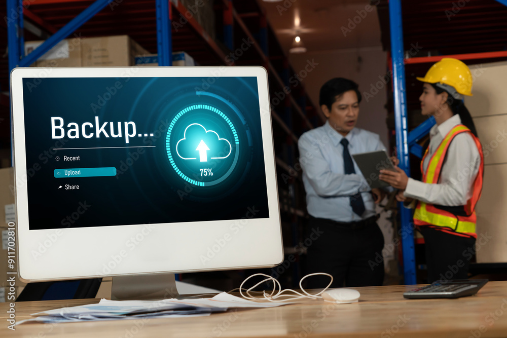Poster backup storage data internet technology business concept. database storage cloud technology file dat