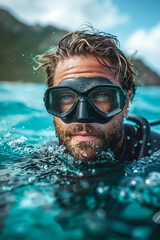 Fototapeta premium Exploring the Depths of the Ocean During an Open Water Scuba Diving Lesson