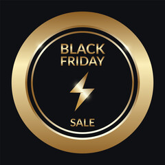 The label of the Black Friday sale.  A golden sign on a black background.  Vector design for banners, posters, postcards about sales or discounts.