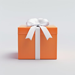 Simple orange gift box with white ribbon, minimalistic design for special occasions
