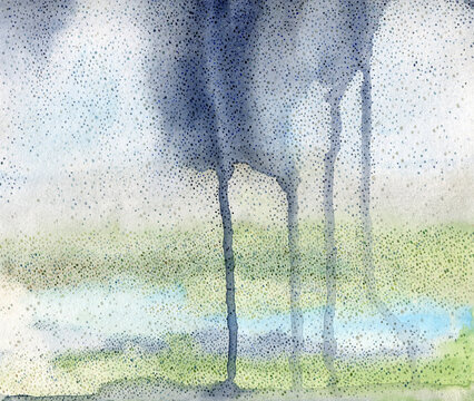 abstract landscape with rain