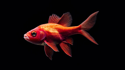 Fototapeta premium Striking Red Fish Showcased Against a Solid Black Background, Emphasizing Its Bold Colors and Intricate Details