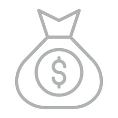 Money Bag Vector Line Grey Icon Design