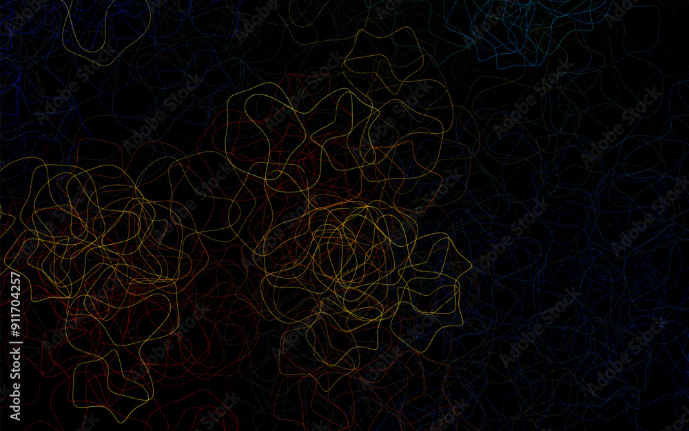 Poster dark blue, yellow vector texture with abstract forms.