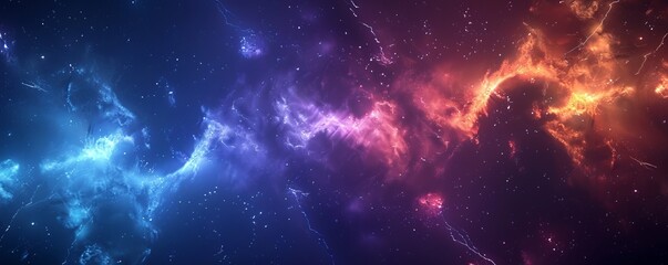 Obraz premium Cosmic storm with electric bolts, 4K hyperrealistic photo