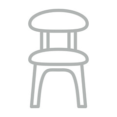 Dinning Chair Vector Line Grey Icon Design