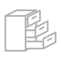 Filing Cabinet Vector Line Grey Icon Design