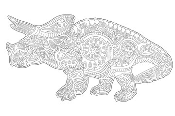 Line art for coloring book page with triceratops © Rikley Stock