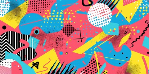 Fototapeta premium Abstract geometric shapes, vibrant colors, and patterns.